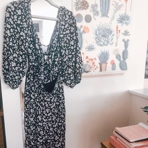 Black + lilac Floral Cutout Jumpsuit